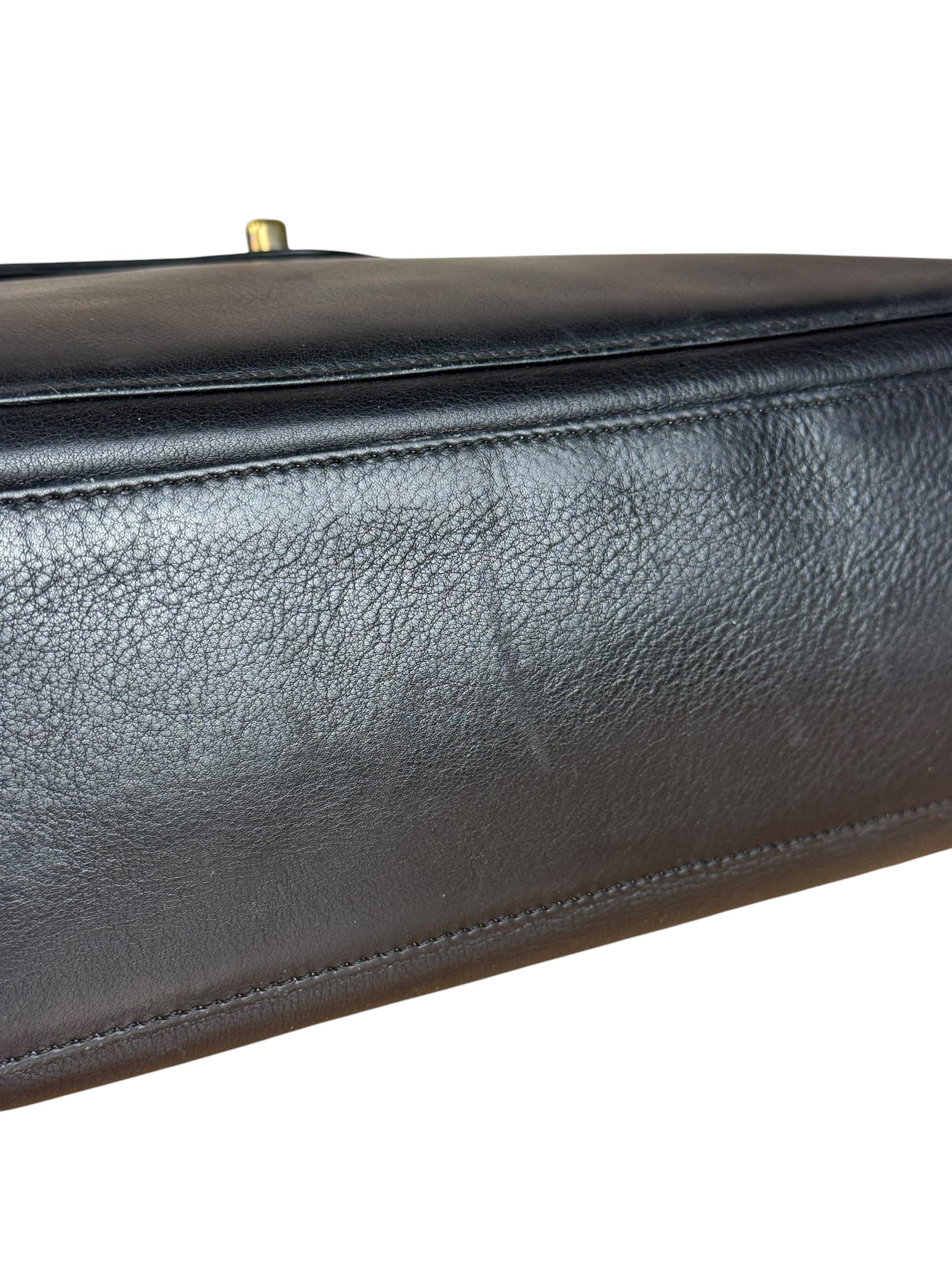 Chanel Black Leather Front Pocket Chain Tote 1998