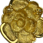 Christian Dior Signature Camellia Flower Gold Plated Crystal Pave Brooch