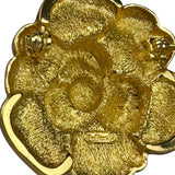 Christian Dior Signature Camellia Flower Gold Plated Crystal Pave Brooch