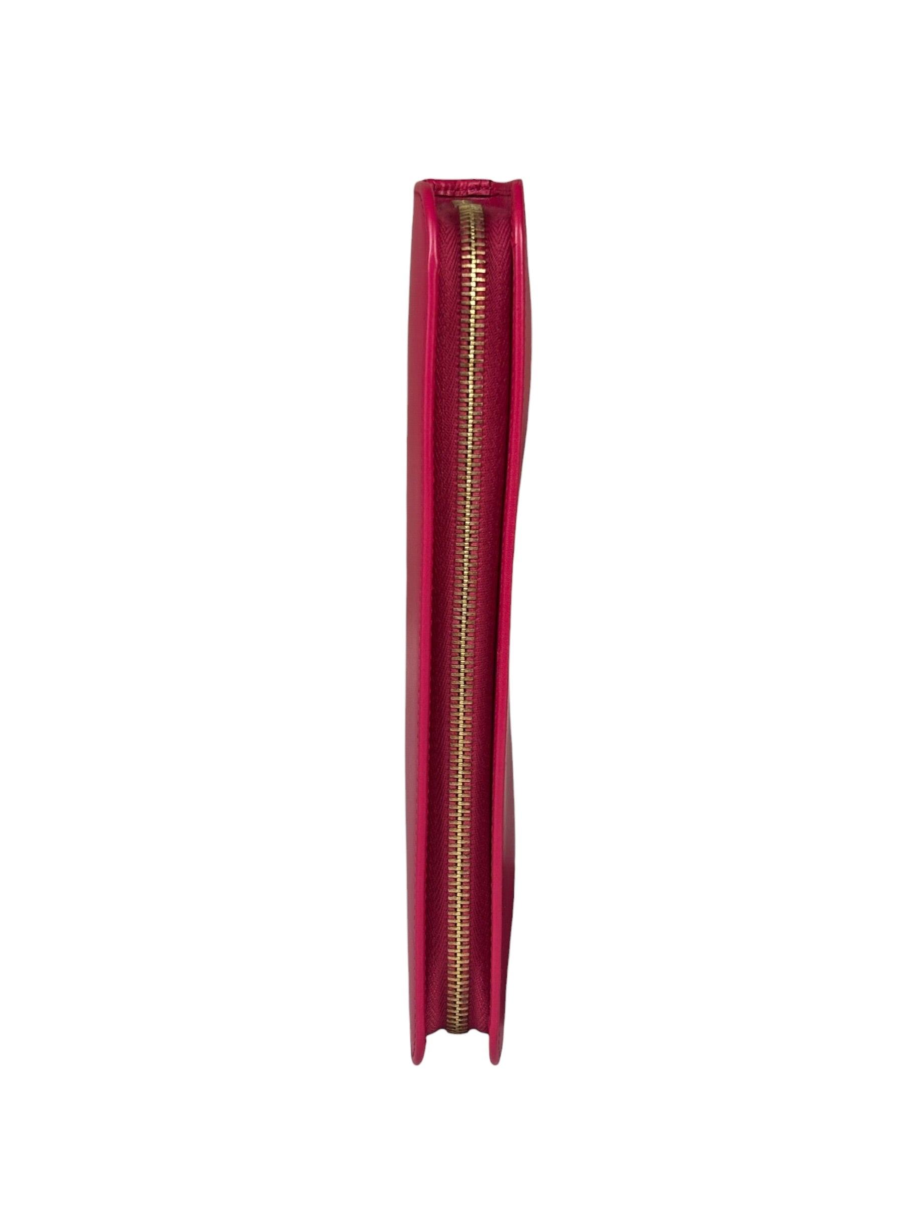 Yves Saint Laurent Bright Pink Leather Zip-Around Long Wallet