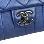 Chanel Blue Metallic Calf-Skin Chain Flap Bag 2014