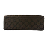 Gucci Brown Nylon Leather Trim Canvas Monogram Bamboo Two-Way Bag
