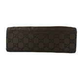 Gucci Brown Nylon Leather Trim Canvas Monogram Bamboo Two-Way Bag