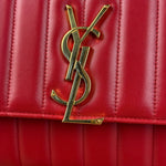 Saint Laurent Red Quilted Leather Vicky Flap Shoulder Bag