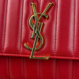 Saint Laurent Red Quilted Leather Vicky Flap Shoulder Bag