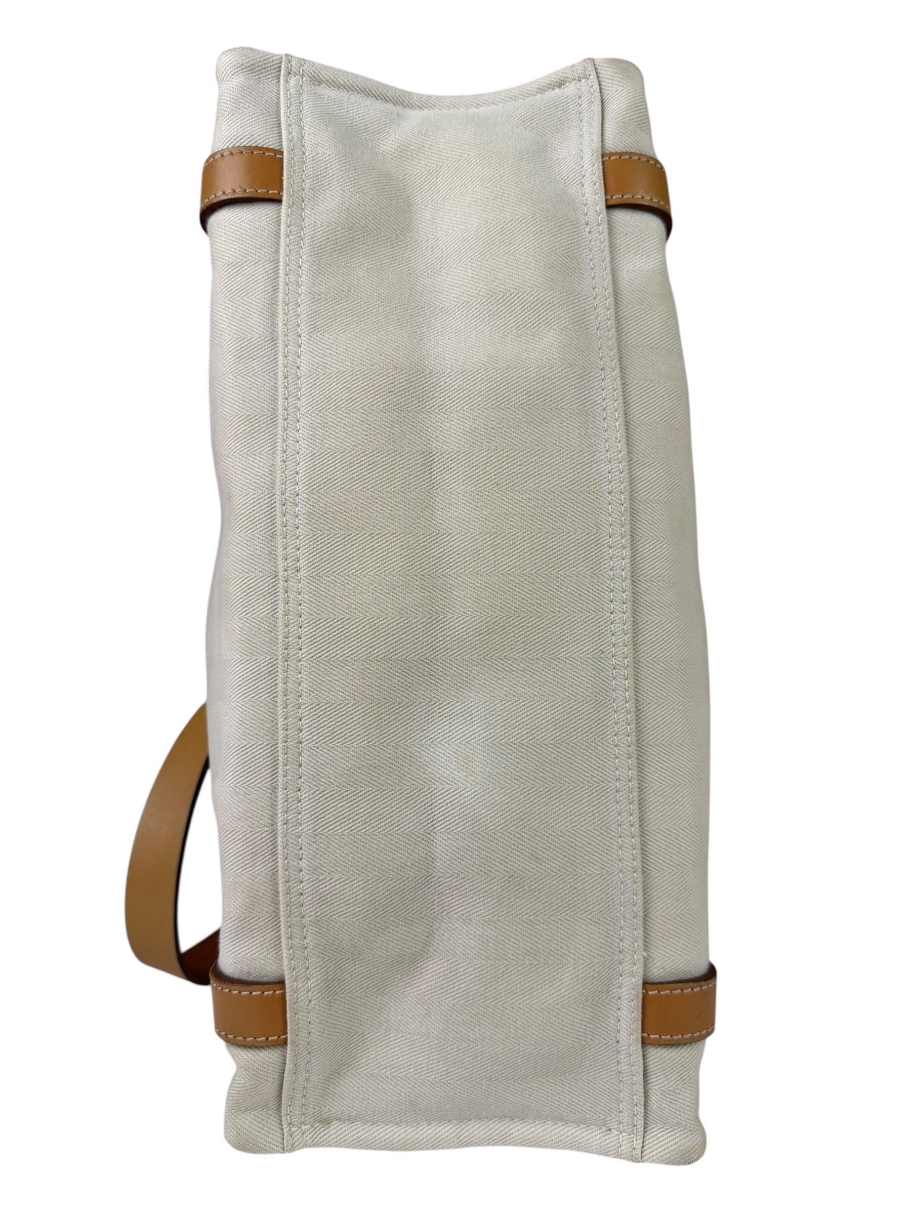 Hermes Beige/Brown Leather Trim Cabalicol Tote