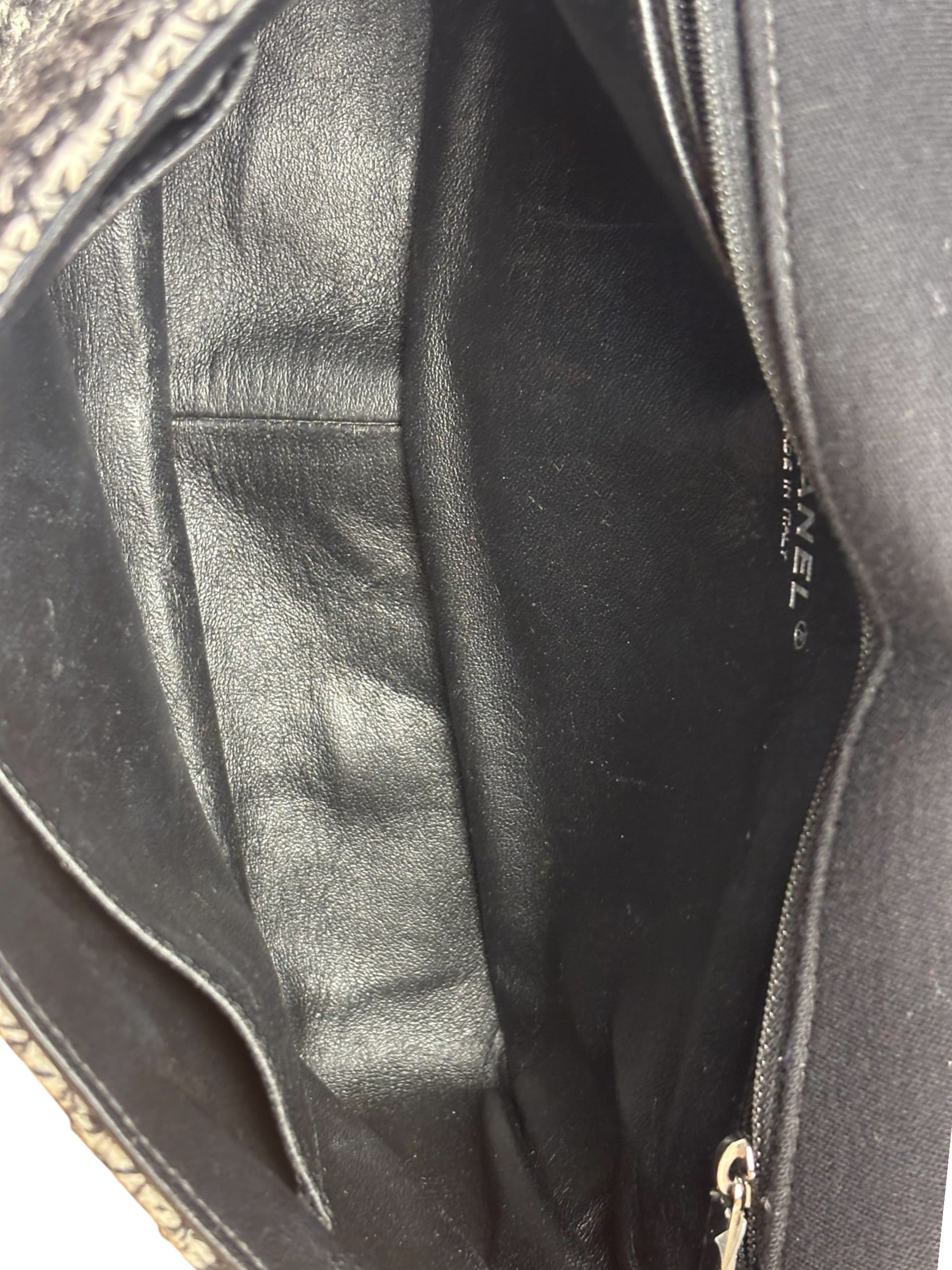 Chanel Black CC Quilted Jersey and Tweed Chain Flap Bag 2014