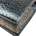 Balenciaga Black Croc Embossed Le City Clutch