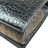 Balenciaga Black Croc Embossed Le City Clutch