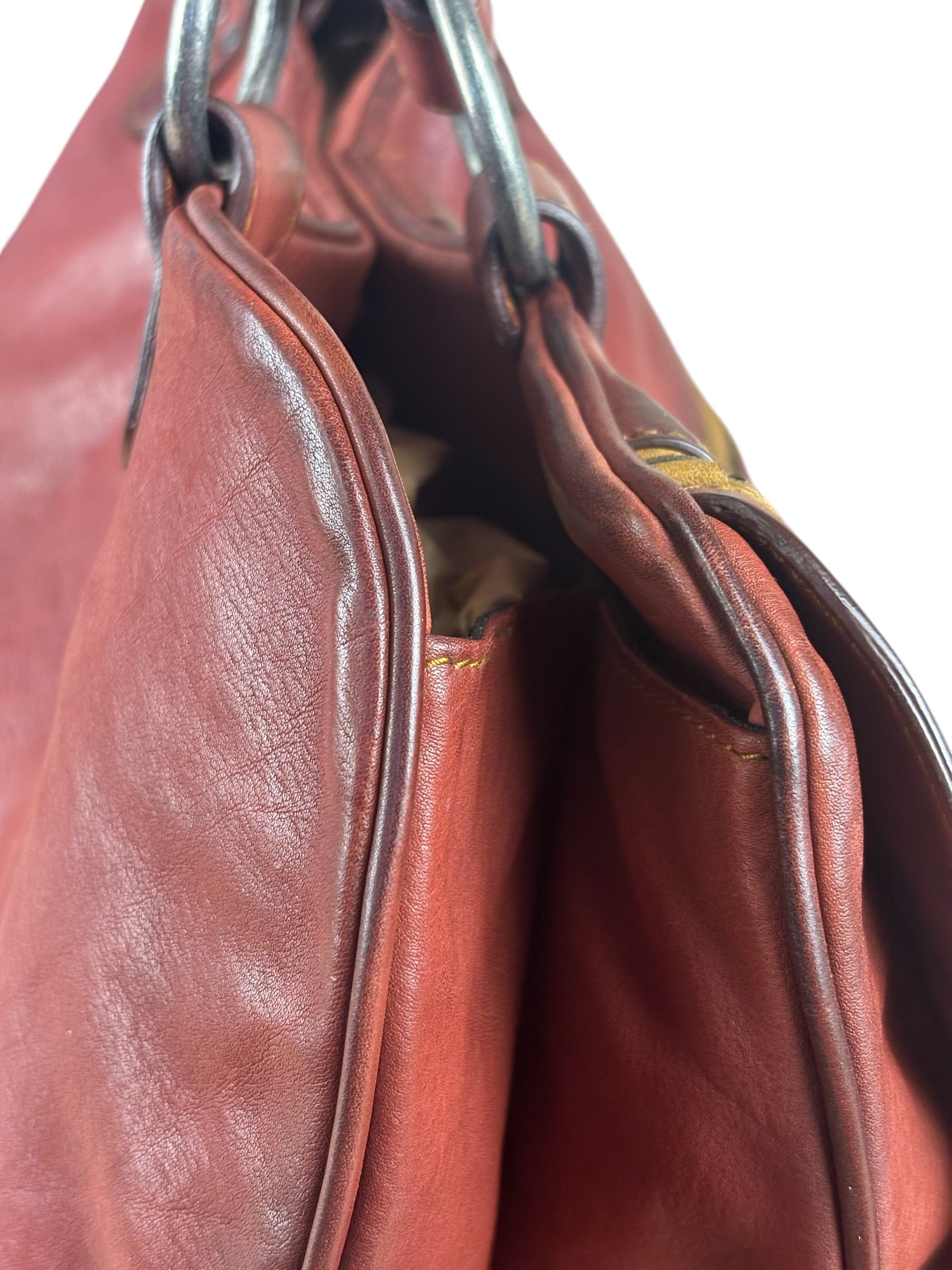 Christian Dior Burgundy Leather Gaucho Saddle Large Shoulder Bag