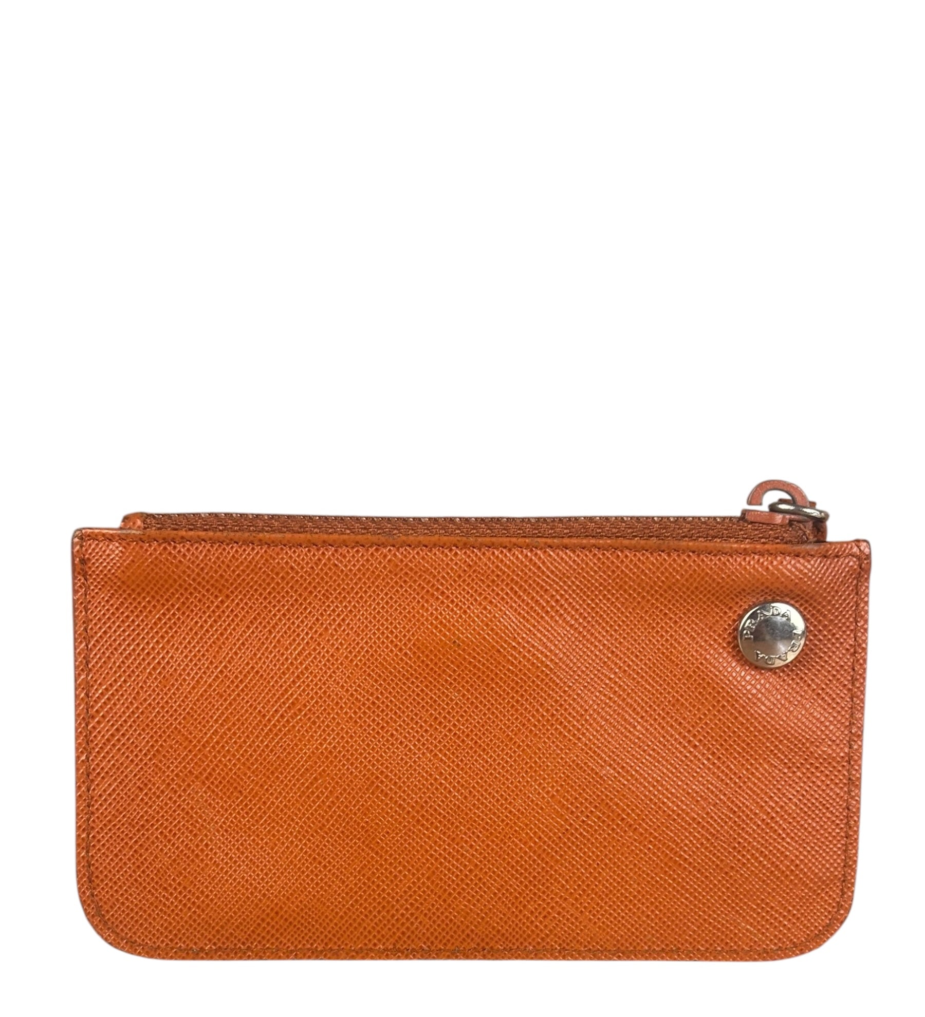 Prada Leather Orange Zip Pouch