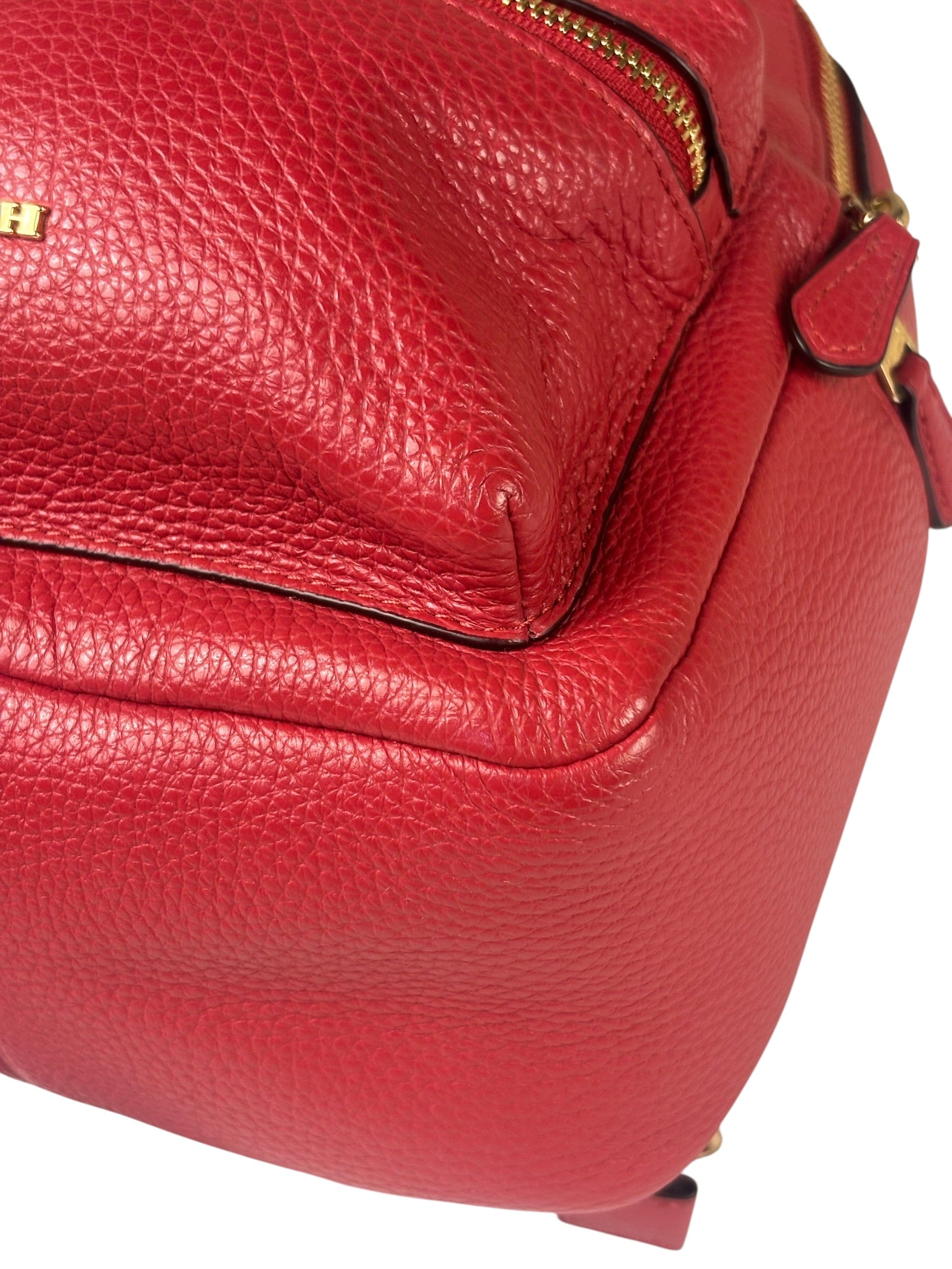 Coach Red Pebbled Mini Charlie Backpack