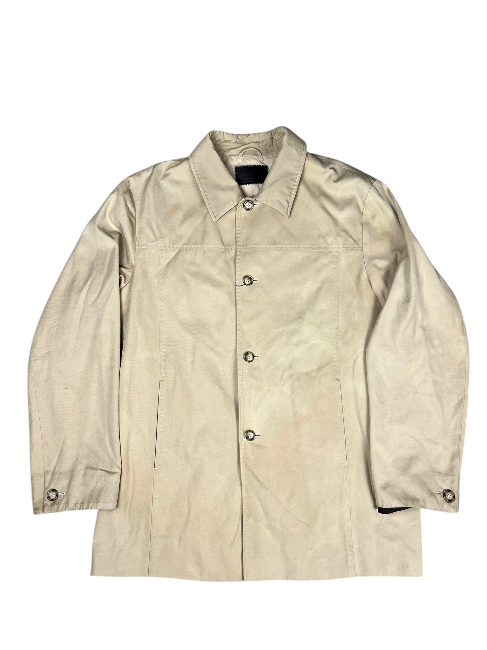 Prada Khaki Button Down Jacket Leather Lining