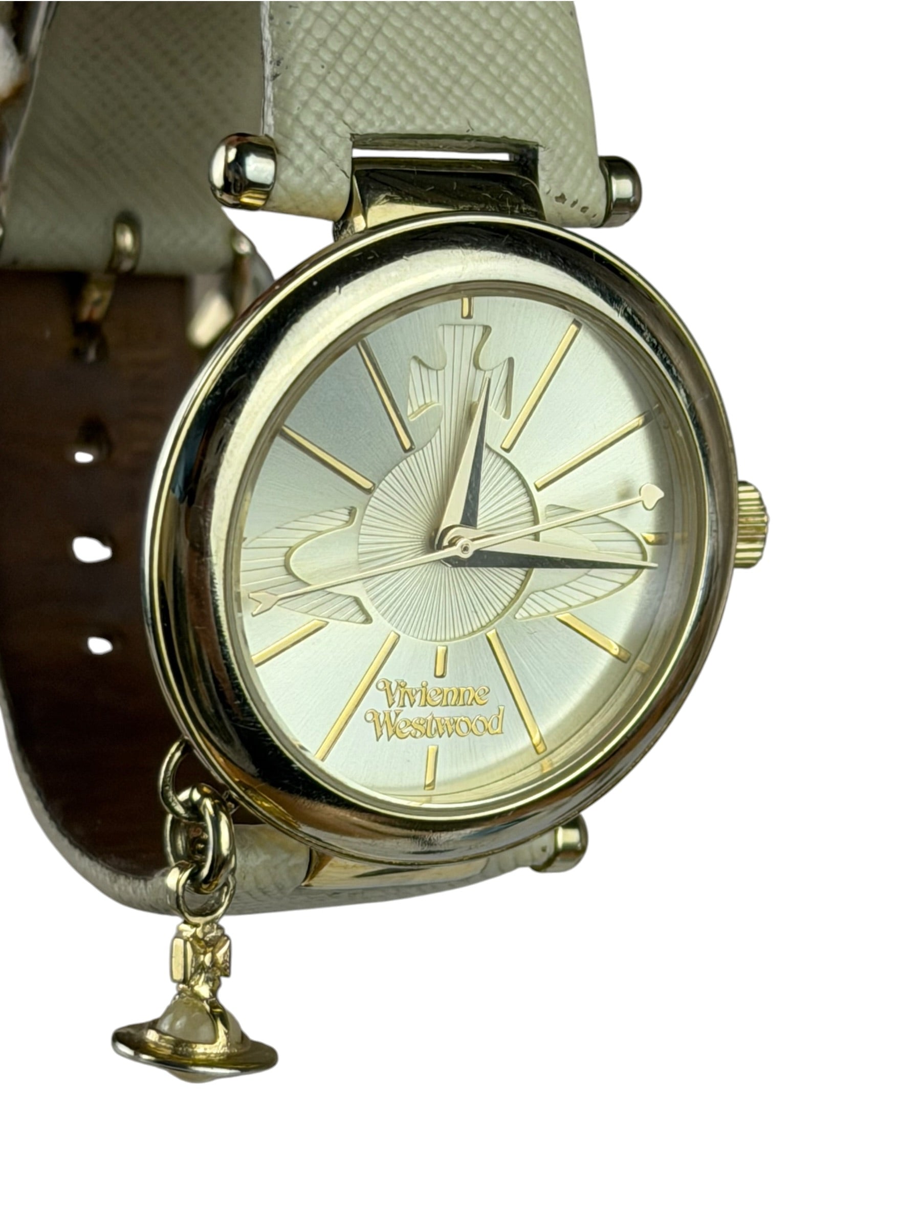 Vivienne Westwood White Leather Round Face Watch