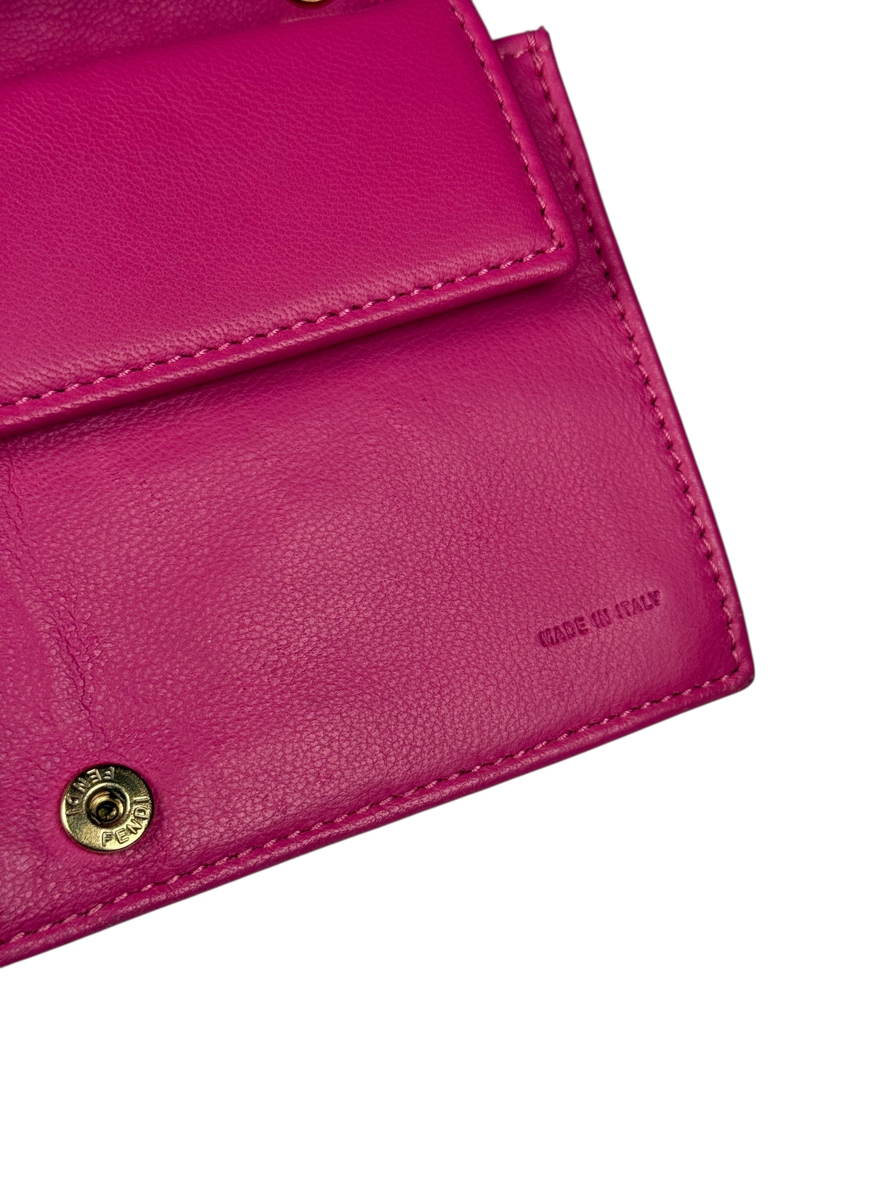 Fendi Roma Pink Leather Embossed Wallet on Chain