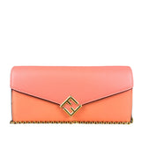 Fendi FF Diamonds Continental Peach Wallet on Chain