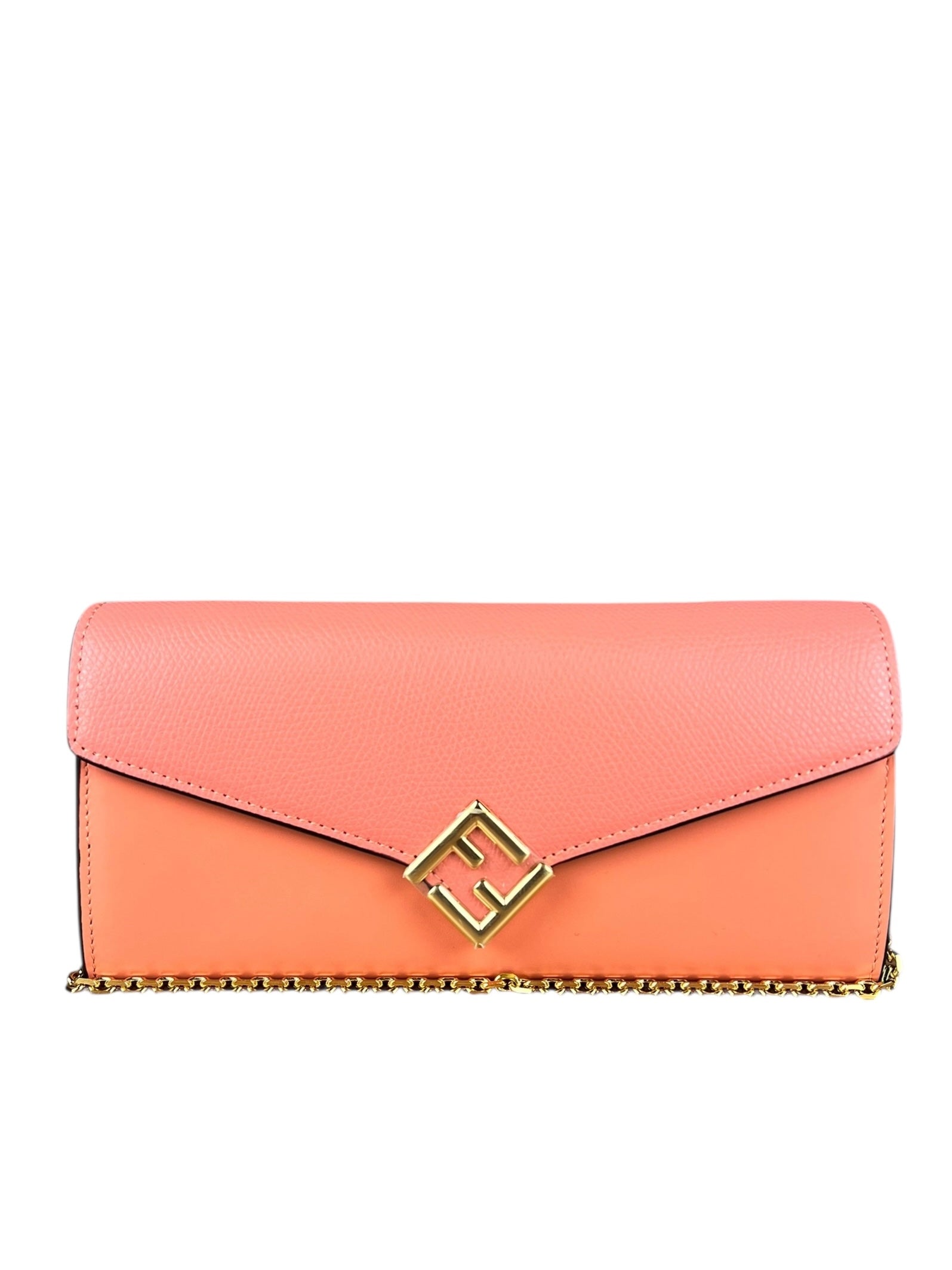 Fendi FF Diamonds Continental Peach Wallet on Chain