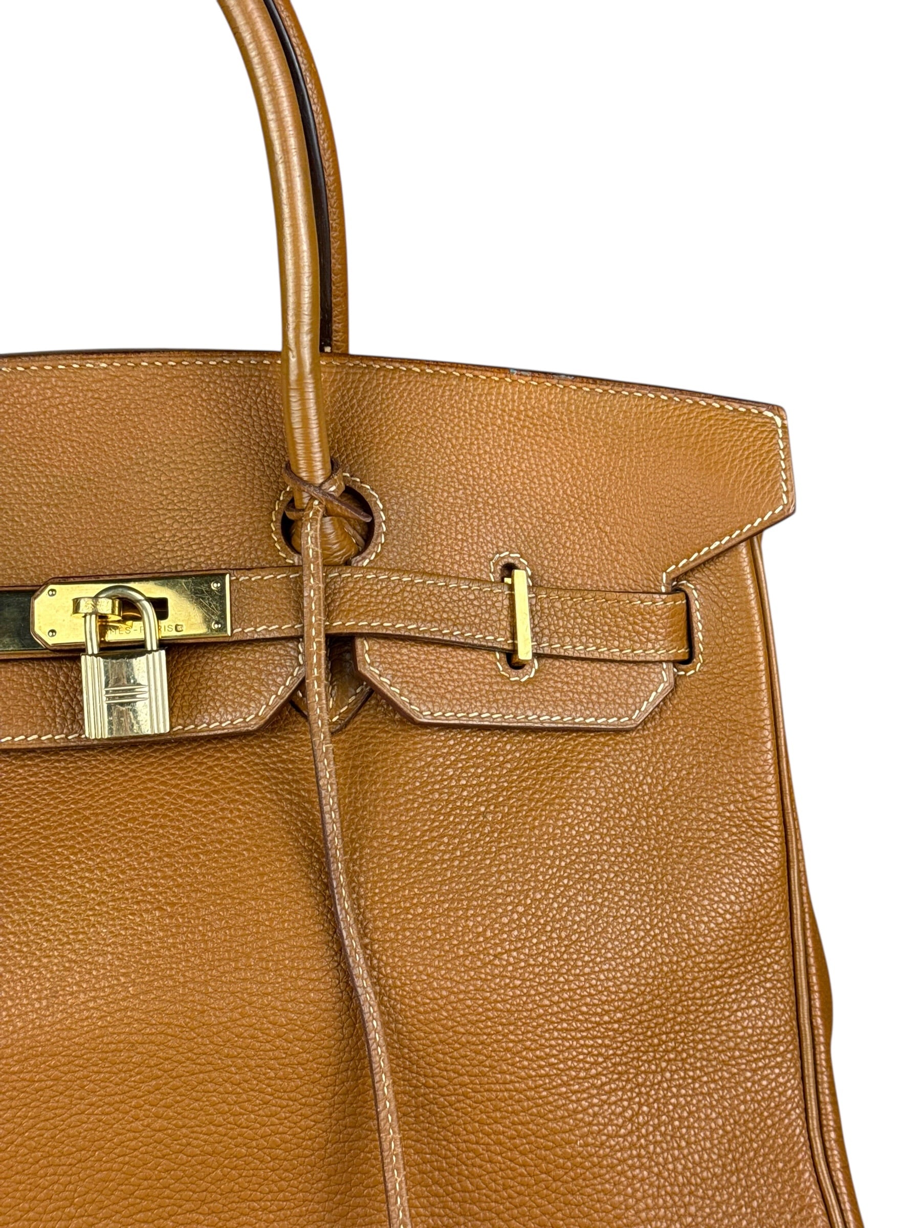 Hermes Birkin 35 Gold Brown Togo Leather Handbag 2001