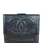 Chanel Vintage Black Leather CC Compact Wallet 1997