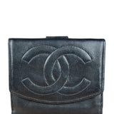 Chanel Vintage Black Leather CC Compact Wallet 1997