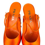Prada Orange Satin Heel Mules