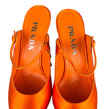 Prada Orange Satin Heel Mules
