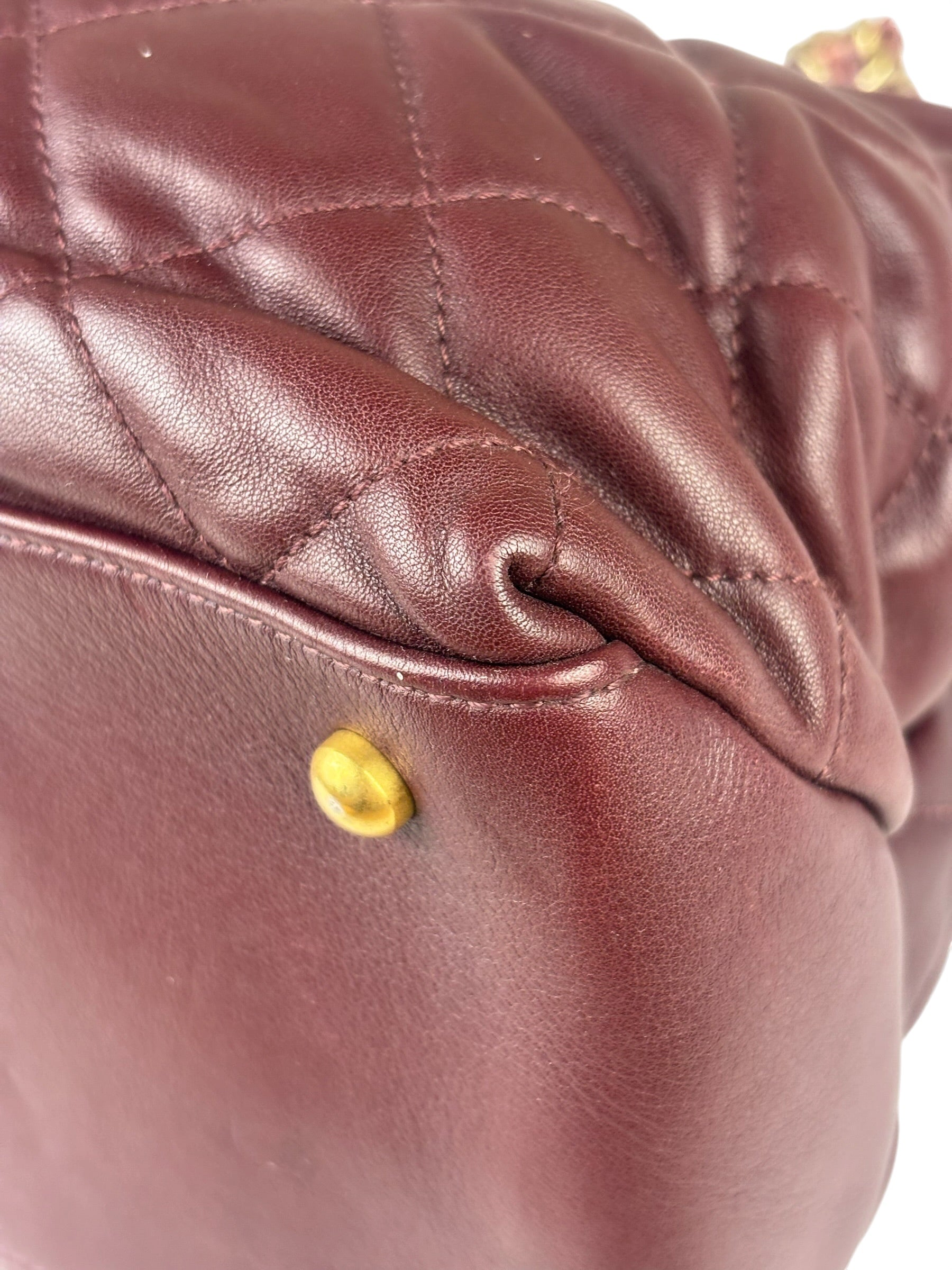 Chanel Bi-Color Burgundy Quilted Soft Elegance Tote 2014
