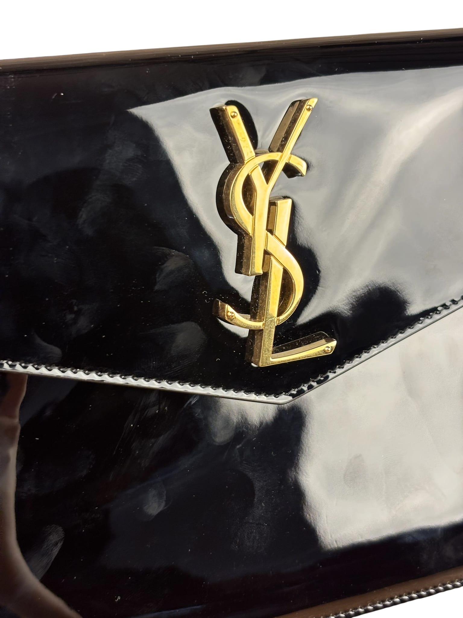 Yves Saint Laurent Black Patent Leather Uptown Pouch