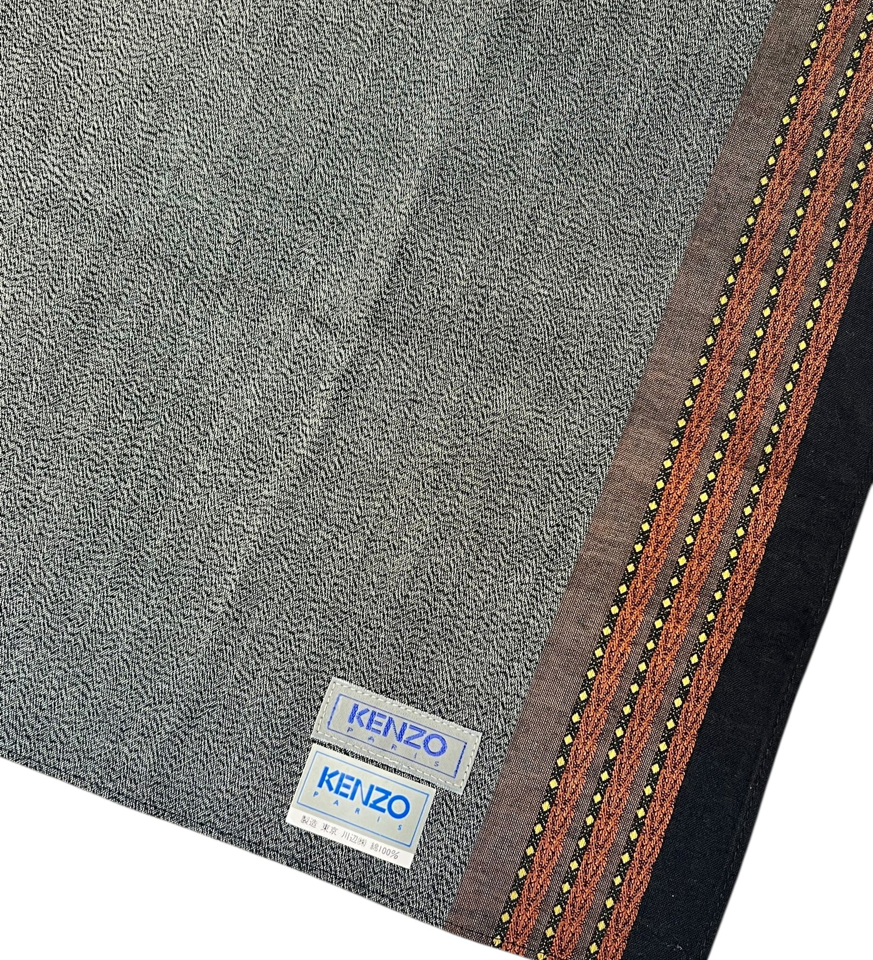 Kenzo Vintage Green Striped Border Handkerchief