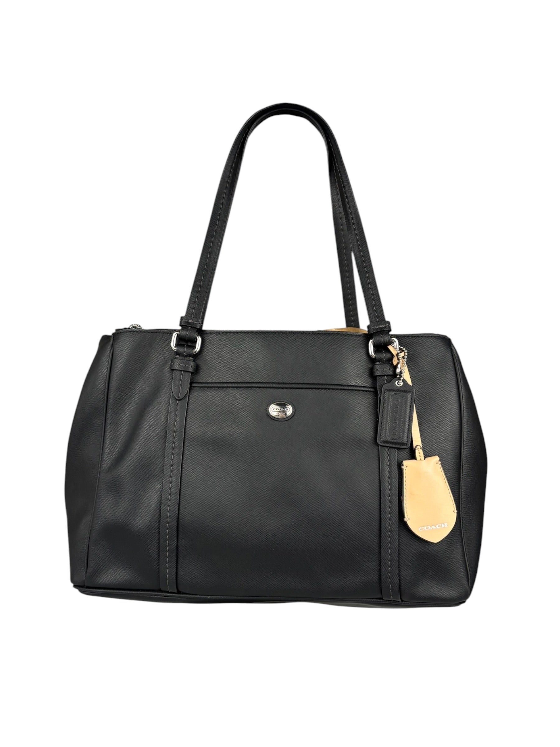 Coach Vintage Black Peyton Leather Jordan Double Zip Shoulder Bag