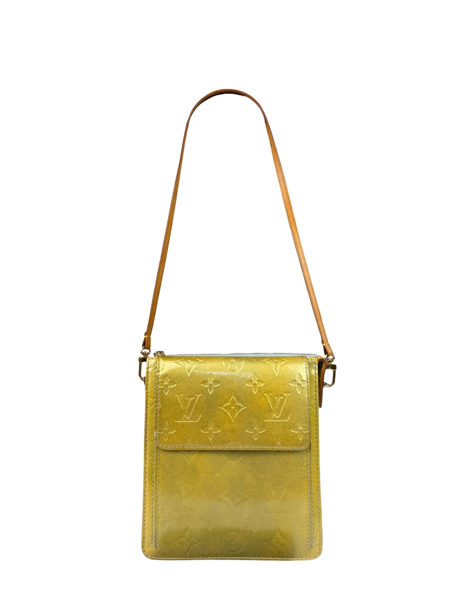 Louis Vuitton Yellow Patent Leather Vernis Mott Accessory Pouch