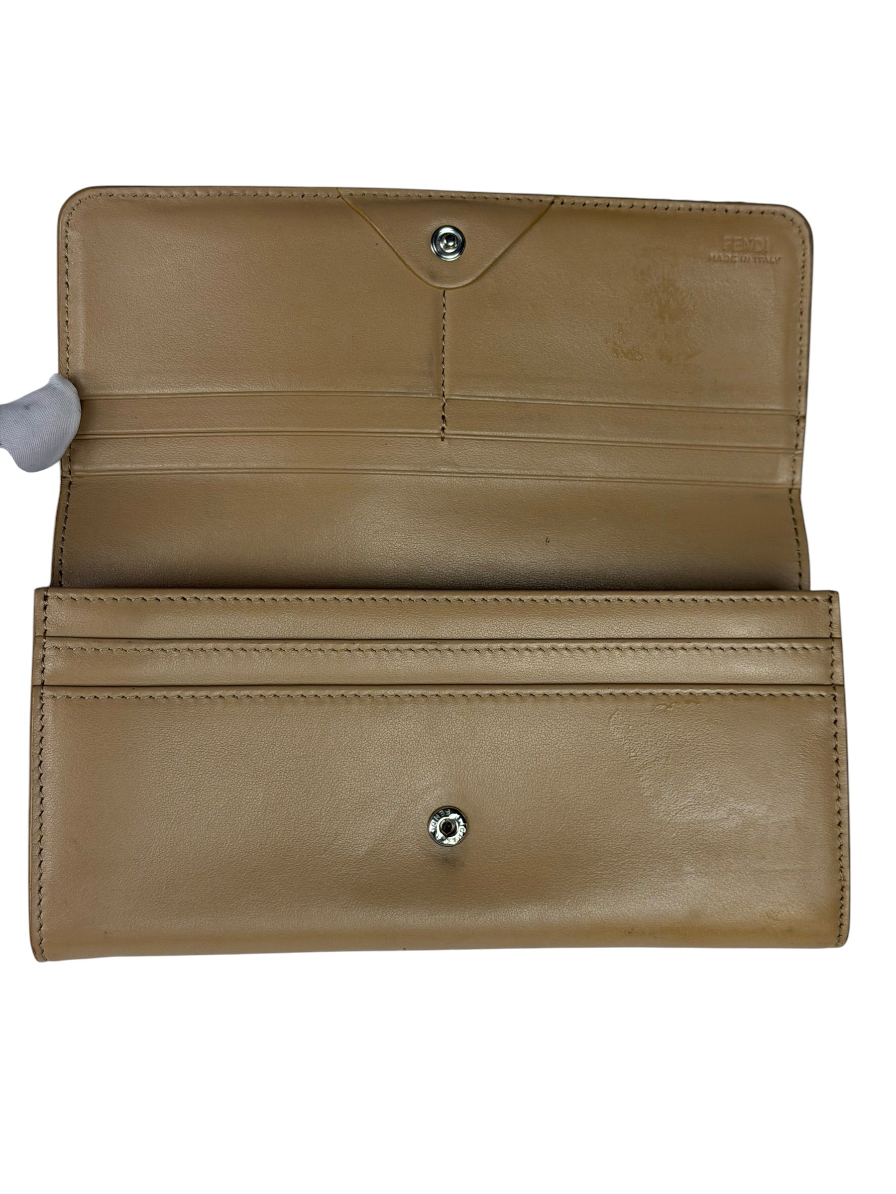 Fendi Beige Monster Face Leather Long Wallet