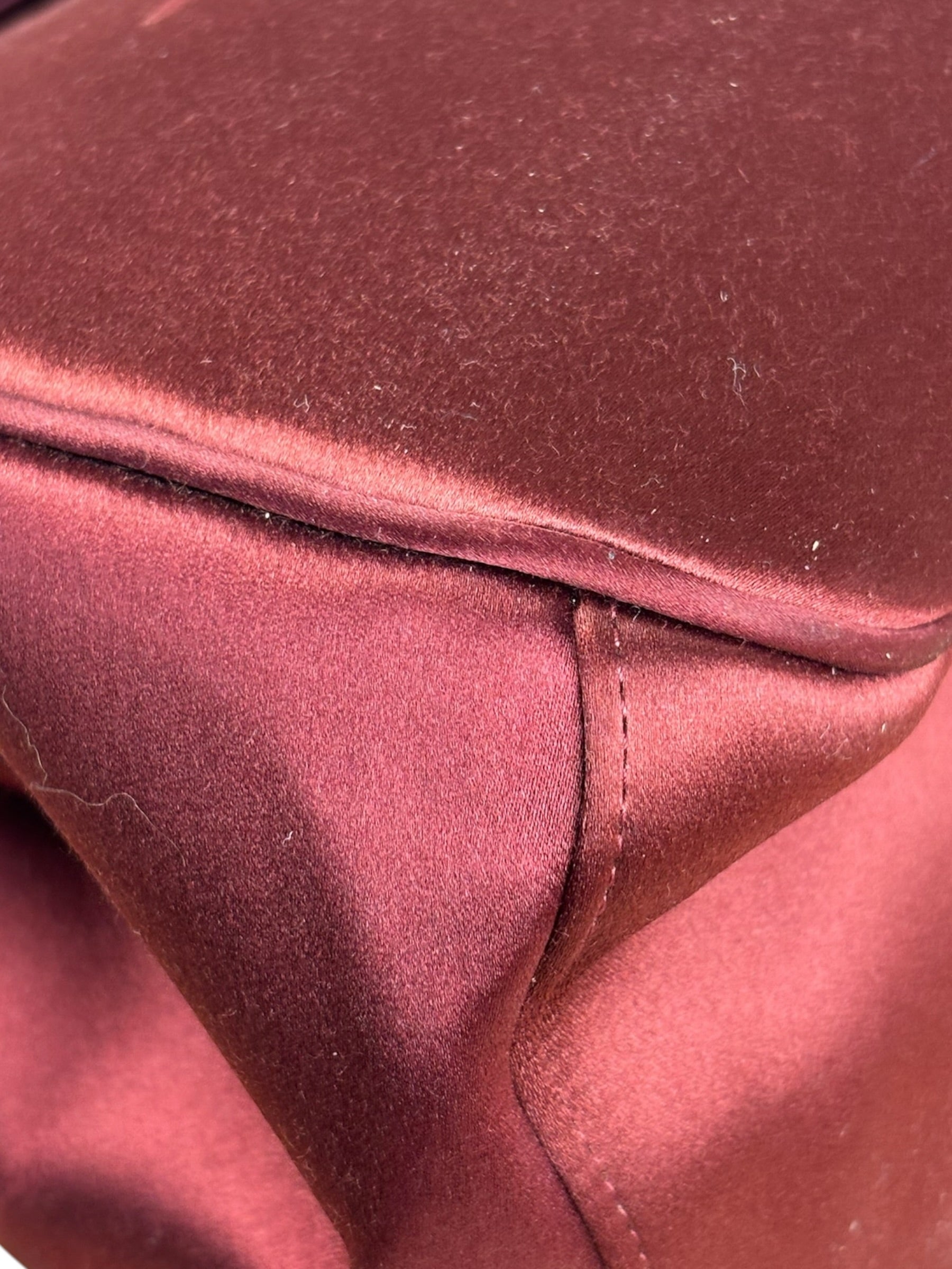 Gucci Burgundy Satin Bamboo Top Handle Bag