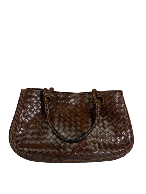 Bottega Veneta Brown Leather Intrecciato Top Handle Small Tote