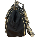 Prada Vintage Tessuto Lucertola Black Lizard Shoulder Bag