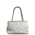 Chanel Vintage White Quilted Leather Chain Me Tote 2010