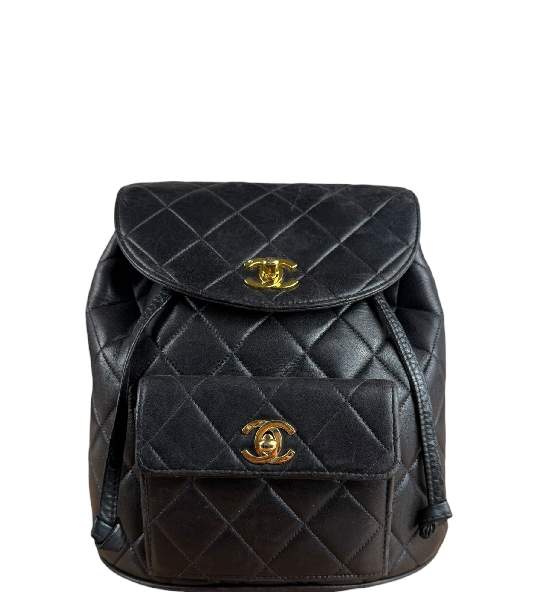 Chanel Black Quilted CC Duma Leather Backpack '97