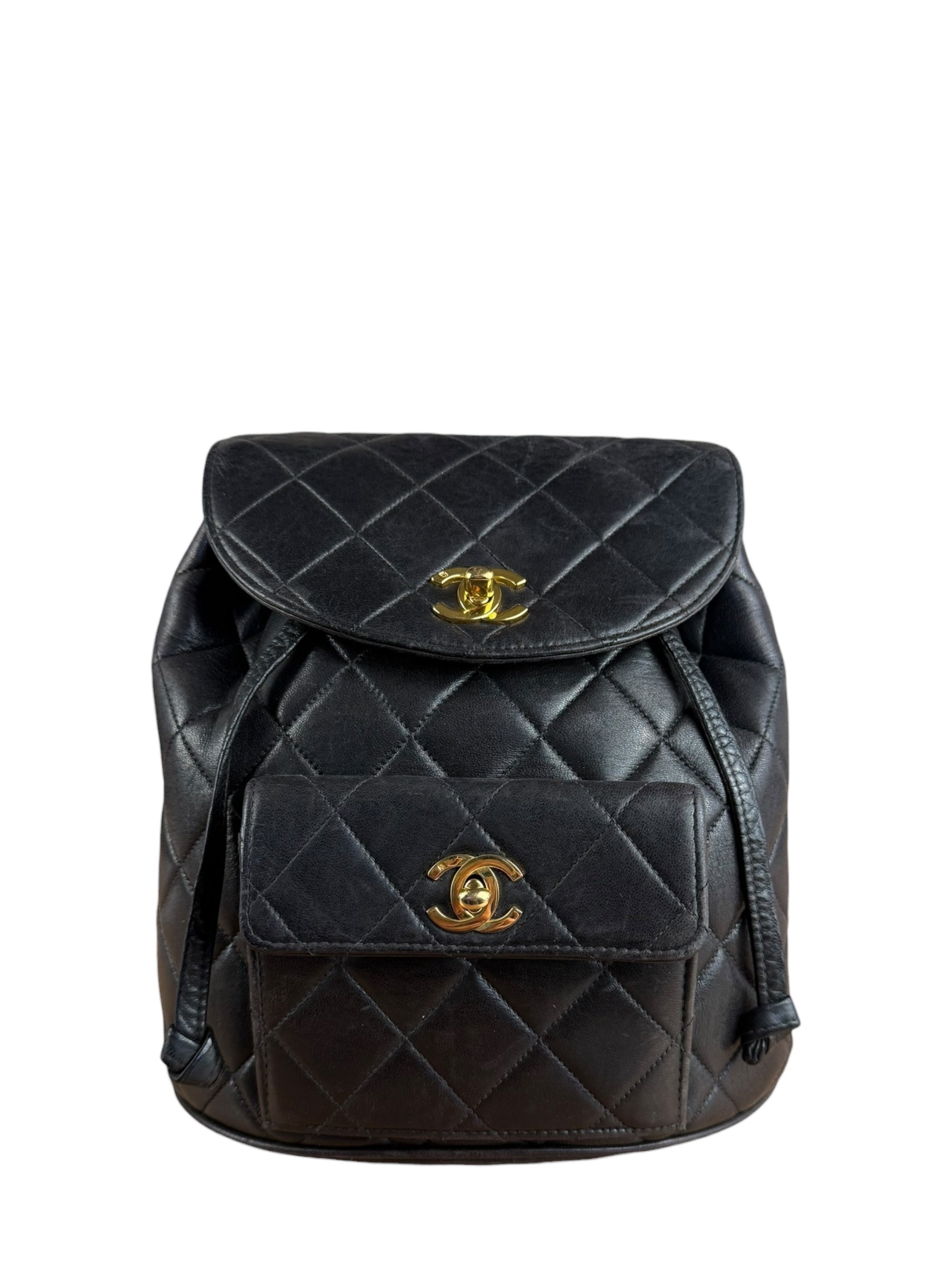 Chanel Black Quilted CC Duma Leather Backpack '97