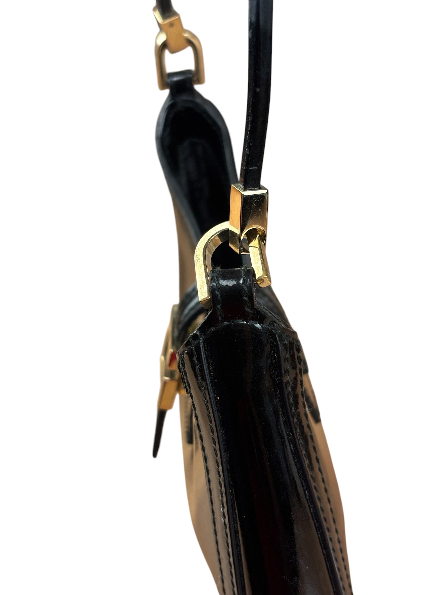 Gucci Mini Black Patent Shoulder Pouch
