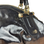 Gucci Black Patent Vintage Dialux Pop Bamboo 2Way Handbag