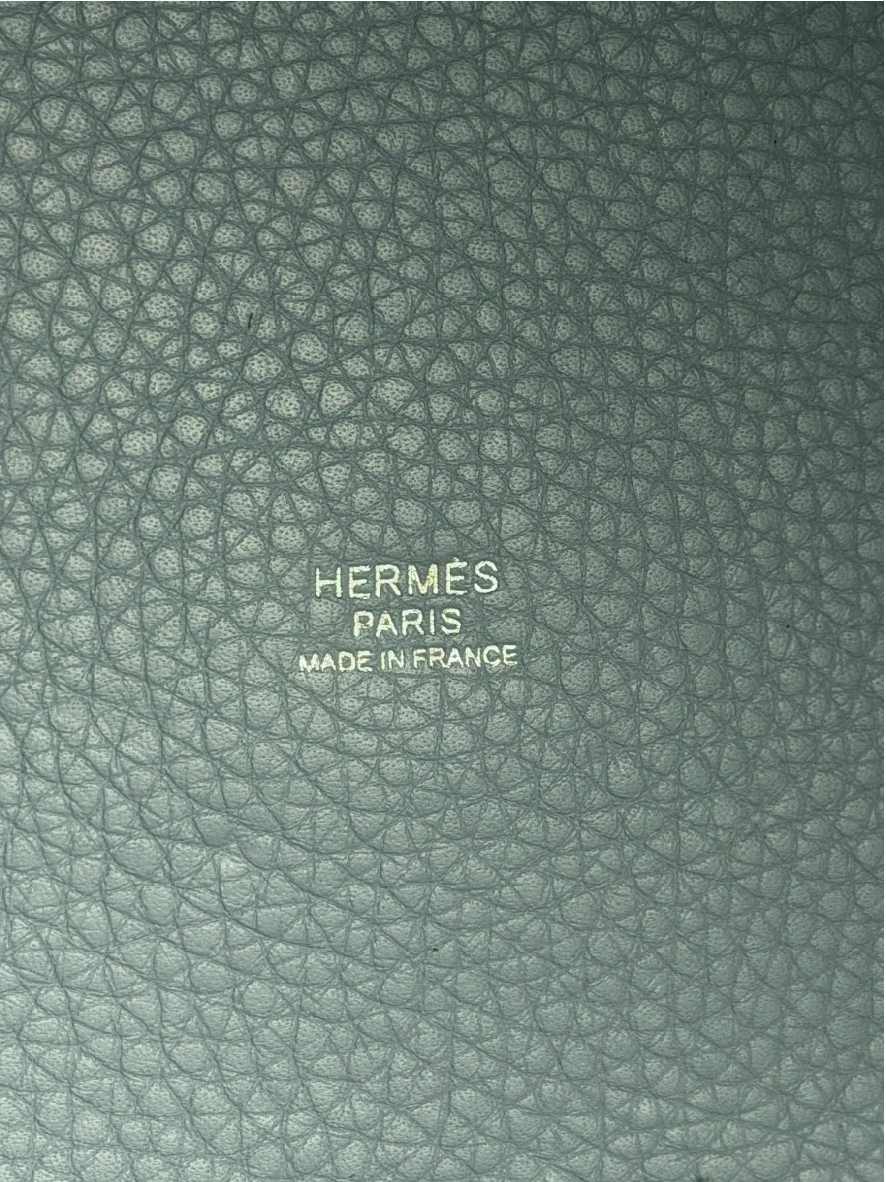 Hermes Blue Leather Picotin Lock 18 Bucket Bag