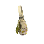 Fendi Cream Leather Trim Beaded Baguette