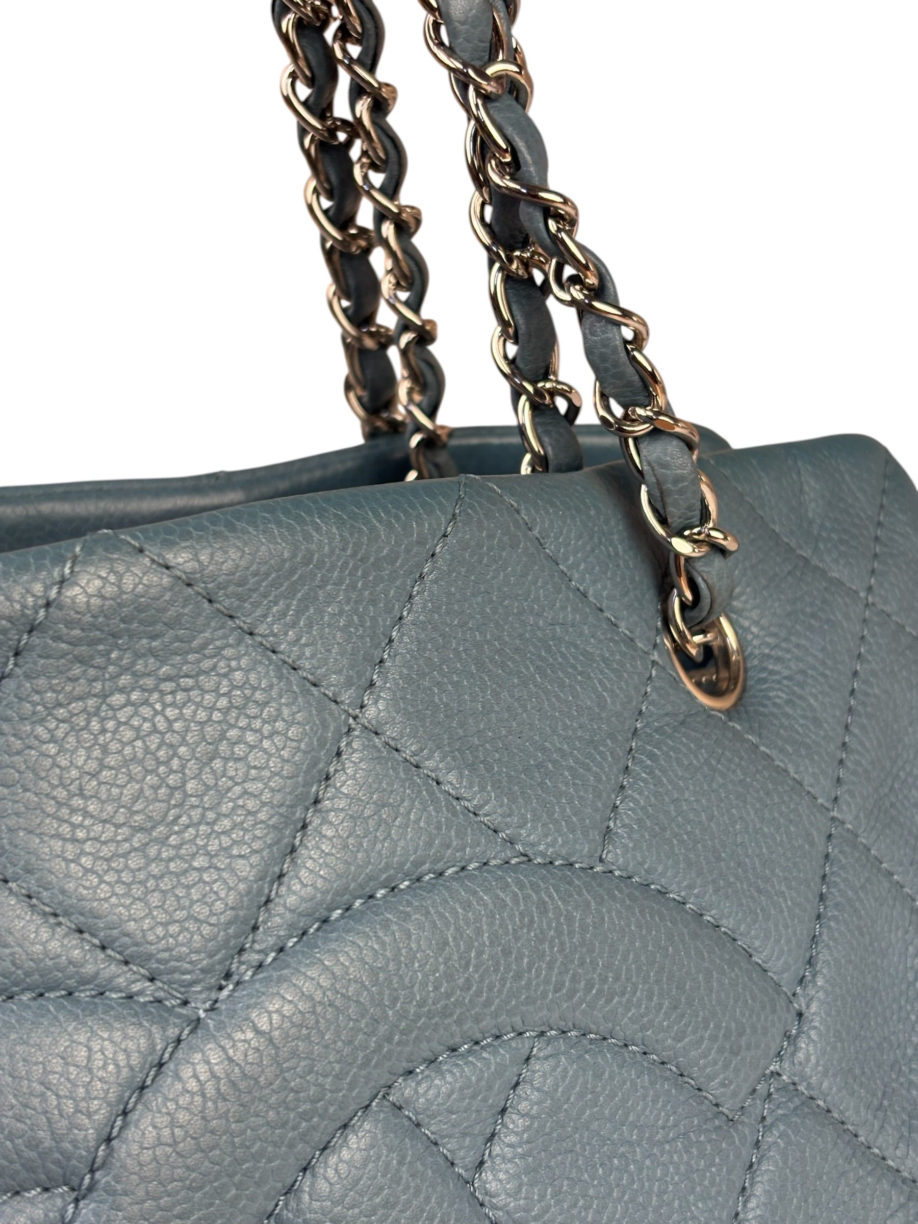 Chanel Blue Caviar Quilted CC Timeless Soft Shopper Tote 2010