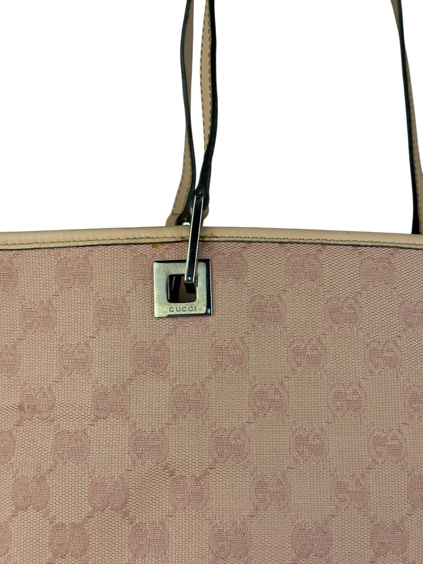 Gucci Vintage Pink Canvas Large Tote Bag