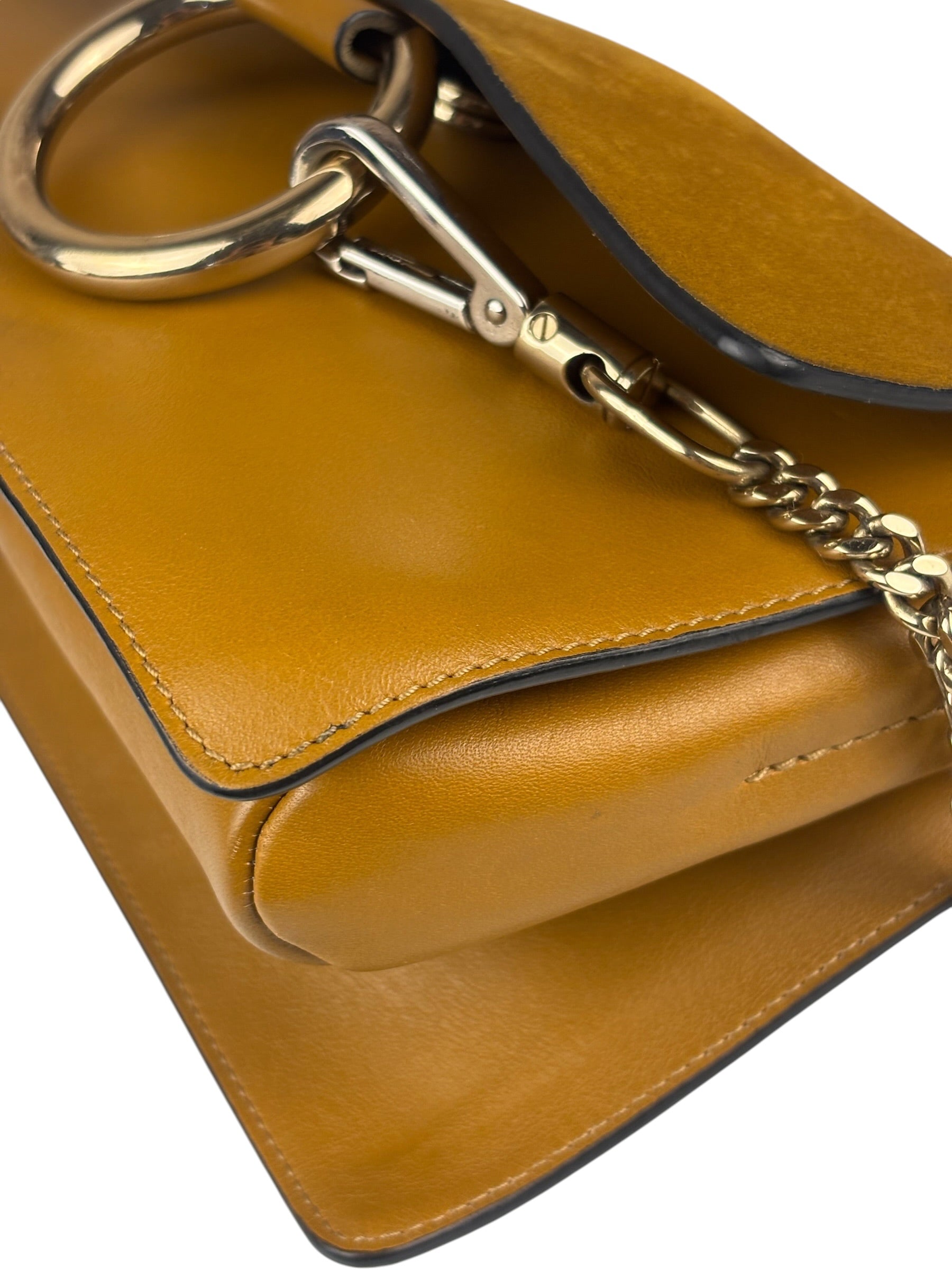 Chloe Mustard Yellow Leather/Suede Faye Bag