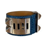 Hermes Blue Alligator Collier De Chien Bracelet