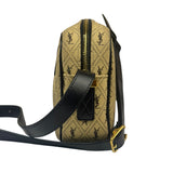 Saint Laurent YSL Beige Logo Print Crossbody Bag