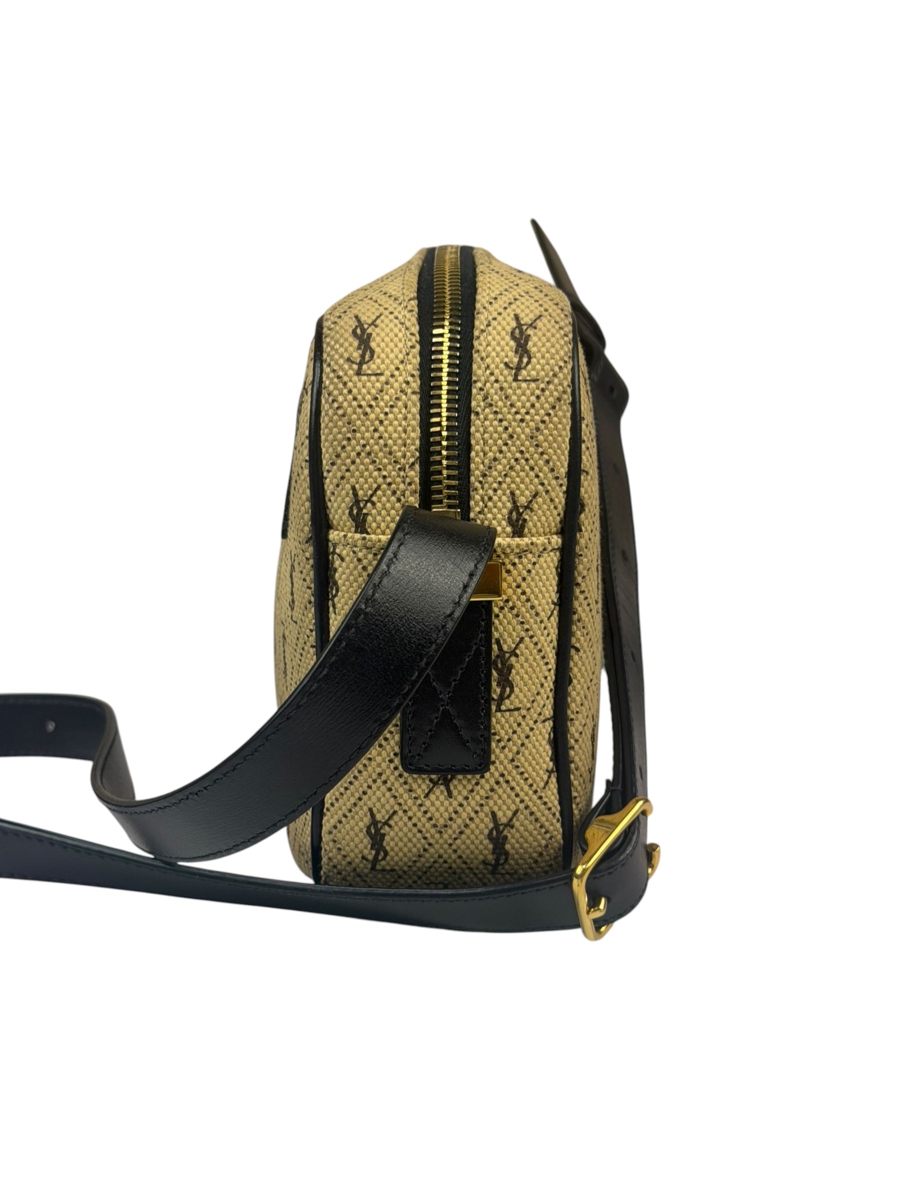 Saint Laurent YSL Beige Logo Print Crossbody Bag