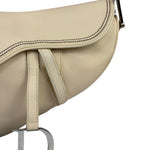 Christian Dior Cream Leather Saddle Shoulder Bag