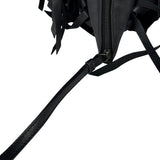 Bottega Veneta Black Leather Intercciato Woven Fringe Wristlet